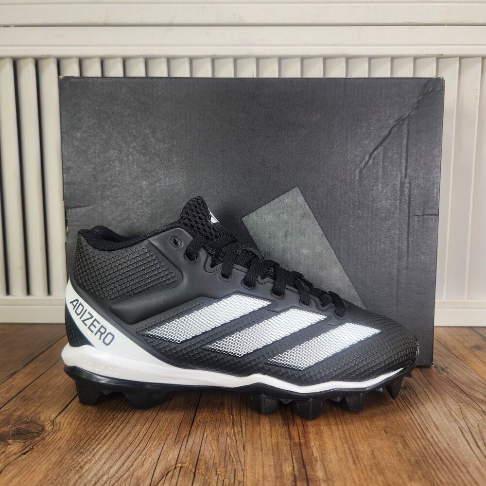 Adidas Adizero Impact.2 Mid Kid Sz 3.5 Black White Football Molded Cleats IF5108